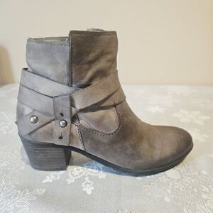 Mjus Ankle Boot Leather Grey Distressed Western Boho Soft Sz 37